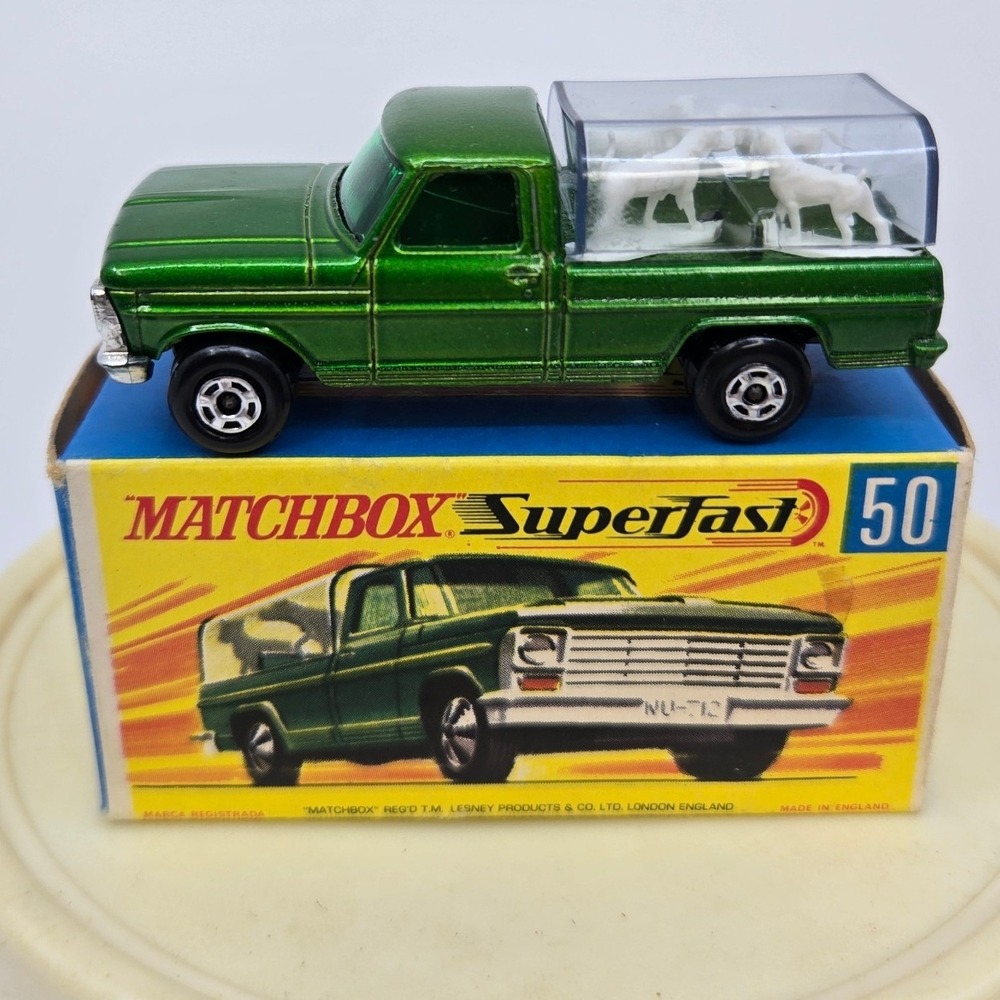 Vintage Matchbox Lesney Superfast No 50 Kennel Truck Green Made England w/ Box